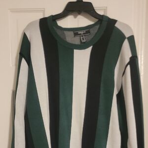Green and Black Striped Men's Sweater